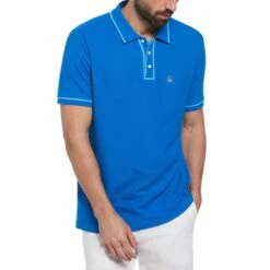 Original Penguin Organic Cotton The Earl Pique Short Sleeve Polo Shirt In Skydiver