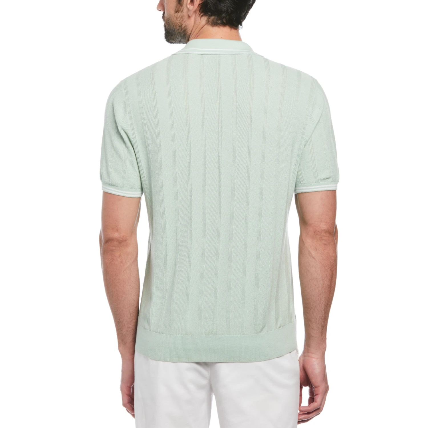 Original Penguin Cashmere-Like Cotton Tipped Short Sleeve Polo Shirt Sweater In Silt Green - Image 2