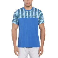 Original Penguin Geo Print Performance Short Sleeve Tennis T-Shirt In Nebulas