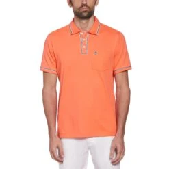 Original Penguin Earl 3D Pete Short Sleeve Polo Shirt In Camella