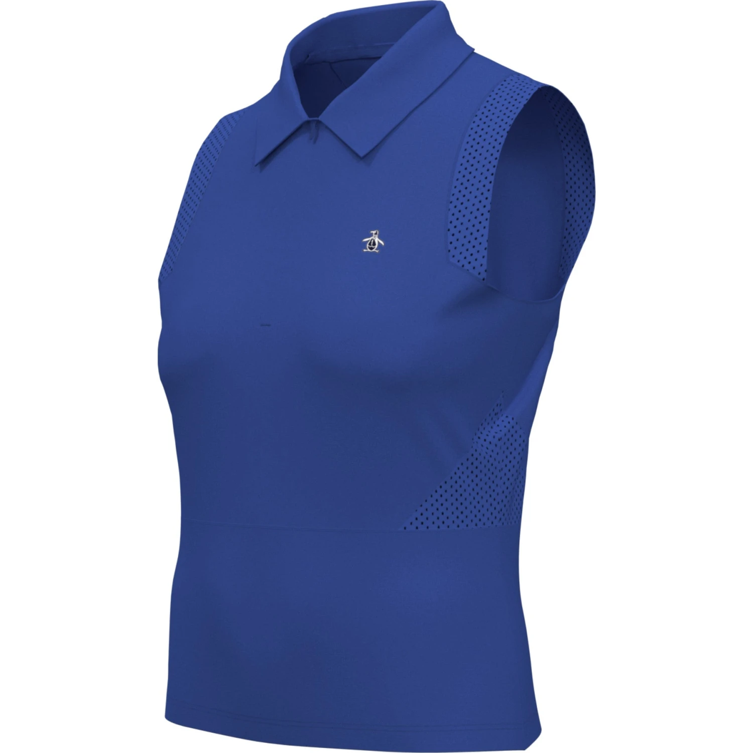 Original Penguin Women's 1/4 Zip Mesh Block Sleeveless Golf Polo Shirt In Nebulas Blue - Image 5