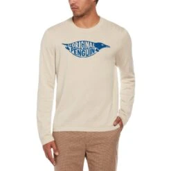 Intarsia Original Penguin Logo Jumper In Oatmeal