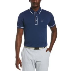 Original Penguin Eco Performance Earl Golf Polo Shirt In Black Iris