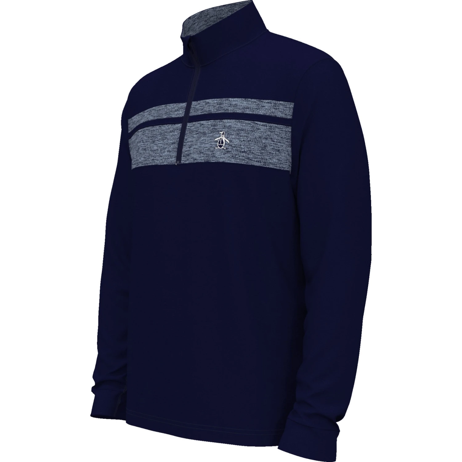 Original Penguin Colour Block 1/4 Zip Long Sleeve Golf Sweater In Black Iris - Image 5