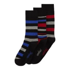 Original Penguin 3 Pack Stripe Design Ankle Socks In Black, Blue And Red