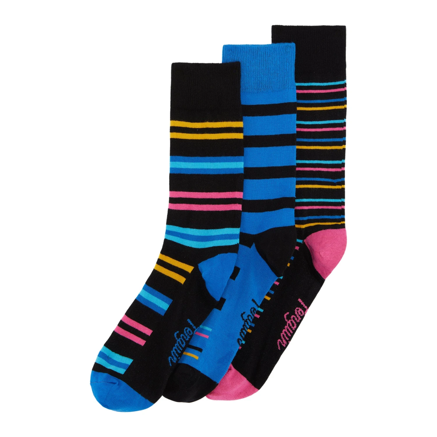 Original Penguin 3 Pack Stripe Design Ankle Socks In Black And Blue - Image 2