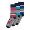 Original Penguin 3 Pack Thick Stripe Design Ankle Socks In Black And Grey