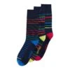 Original Penguin 3 Pack Stripe And Spot Design Ankle Socks In Black And Blue