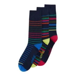 Original Penguin 3 Pack Stripe And Spot Design Ankle Socks In Black And Blue