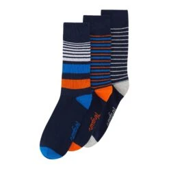 Original Penguin 3 Pack Stripe Design Ankle Socks In Navy, Blue And Orange