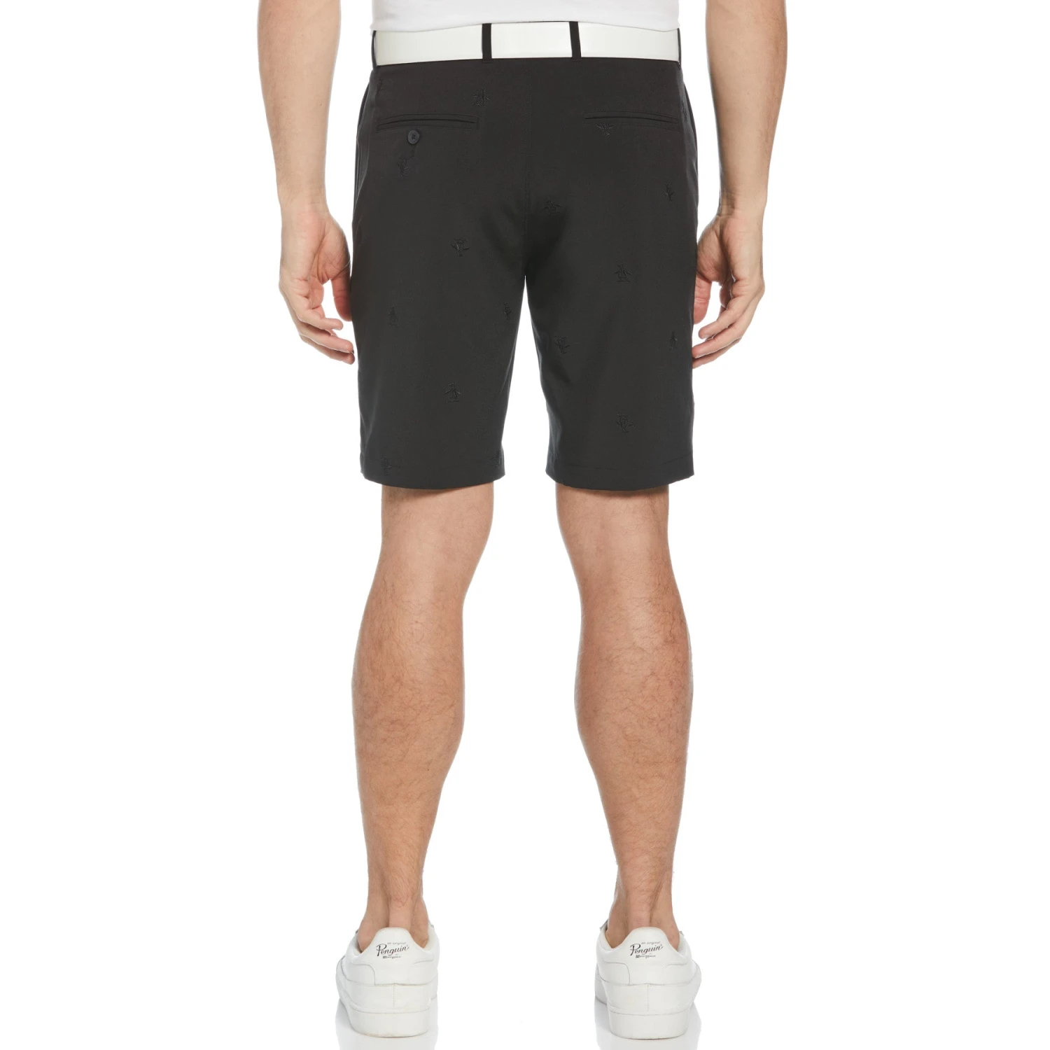 Original Penguin Allover Embroidered Pete 9" Golf Short In Caviar - Image 2