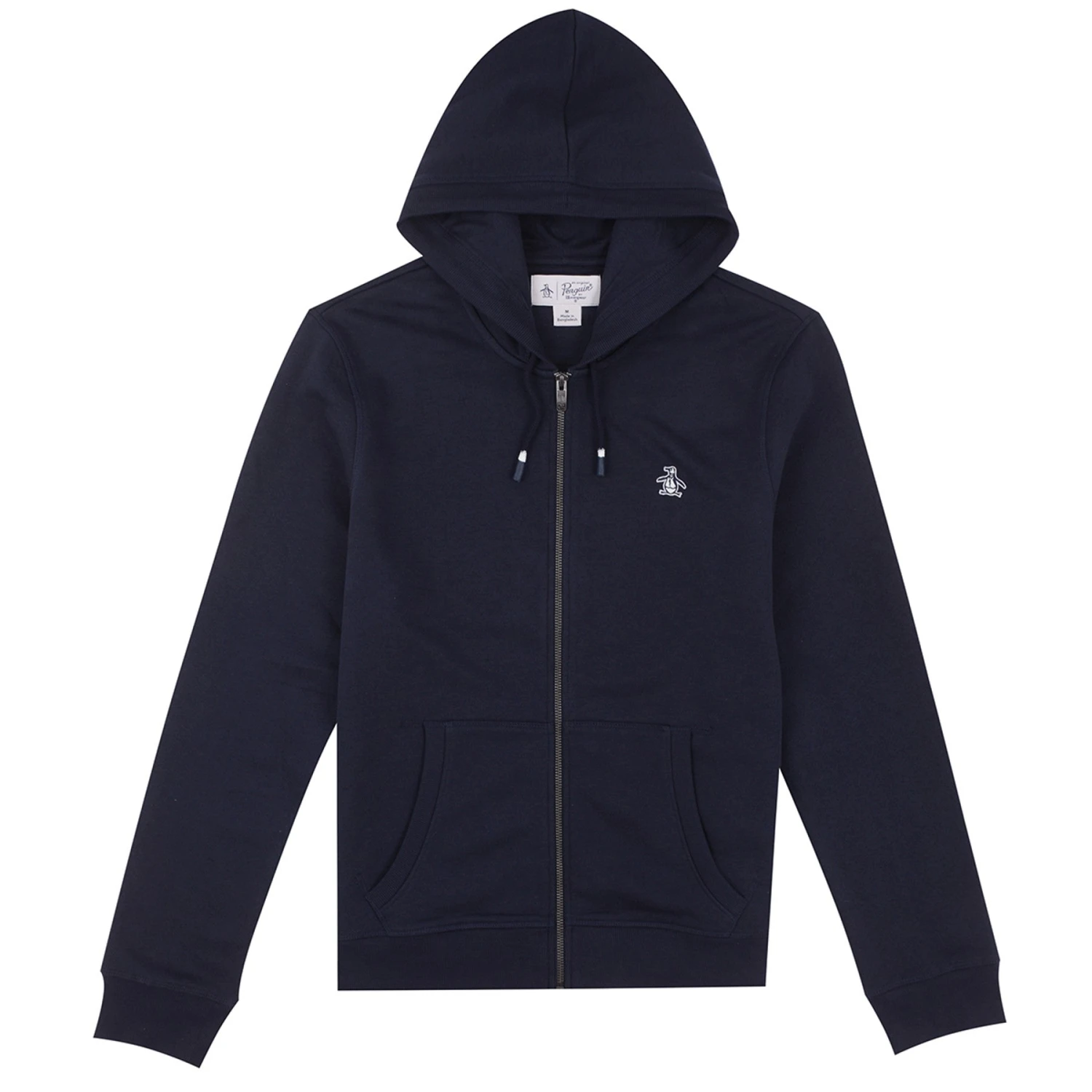 Original Penguin Sticker Pete Organic Cotton Fleece Full Zip Hoodie In Dark Sapphire - Image 4
