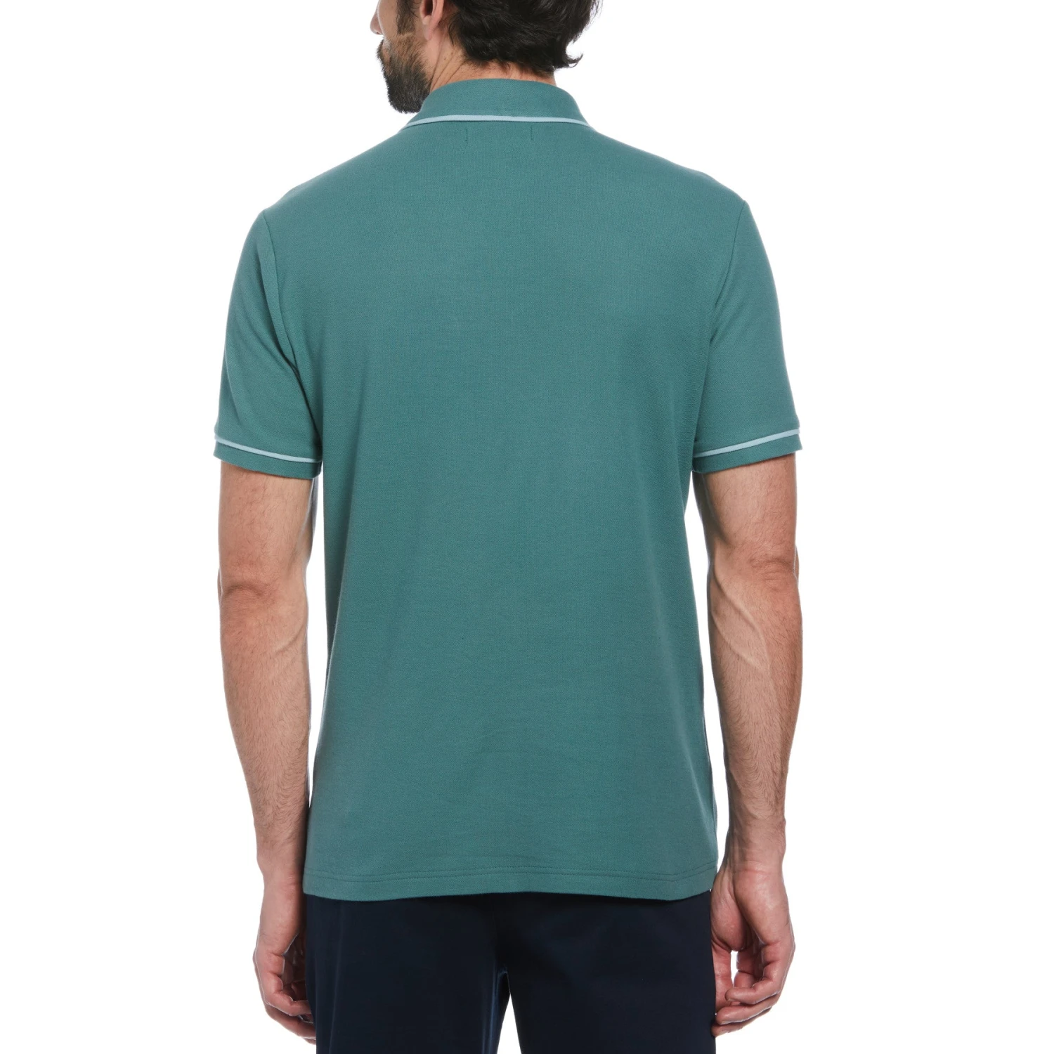 Original Penguin Organic Cotton The Earl Pique Short Sleeve Polo Shirt In Sea Pine - Image 2