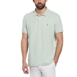 Original Penguin Sticker Pete Daddy Short Sleeve Polo Shirt In Silt Green