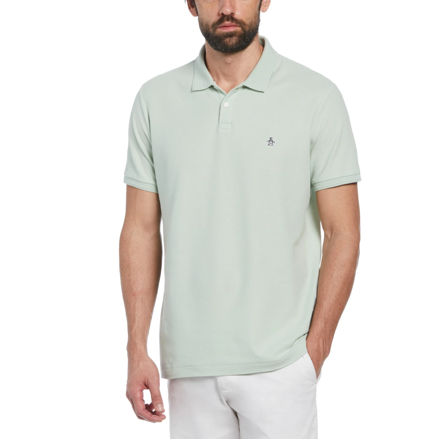 Original Penguin Sticker Pete Daddy Short Sleeve Polo Shirt In Silt Green