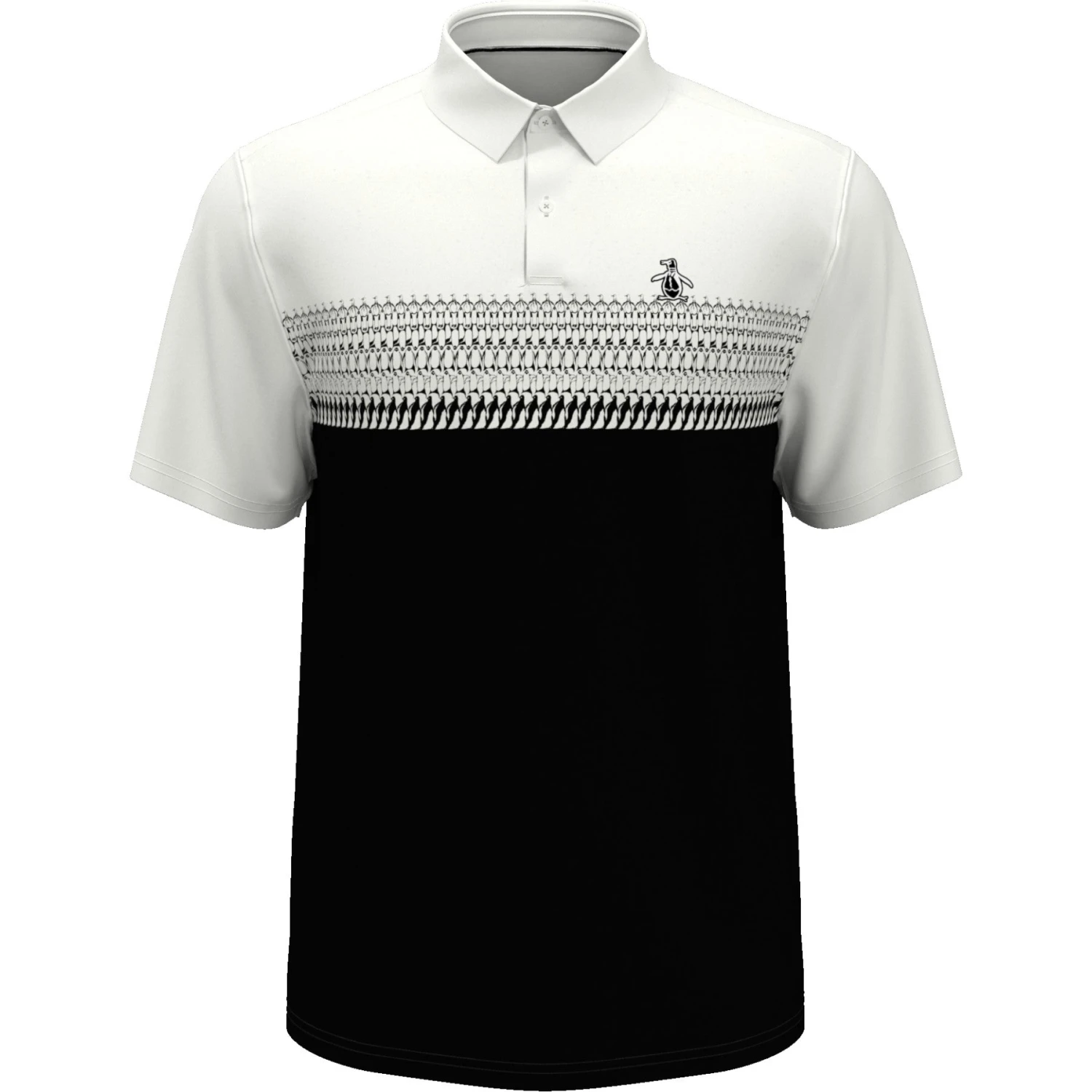 Original Penguin Penguin Stripe Block Print Short Sleeve Golf Polo Shirt In Bright White - Image 4