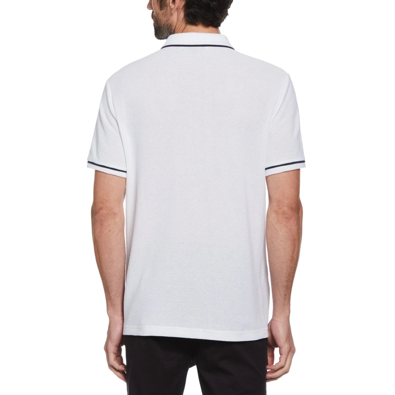 Original Penguin Icons Organic Cotton Bentley Mesh Short Sleeve Polo Shirt In Bright White - Image 2