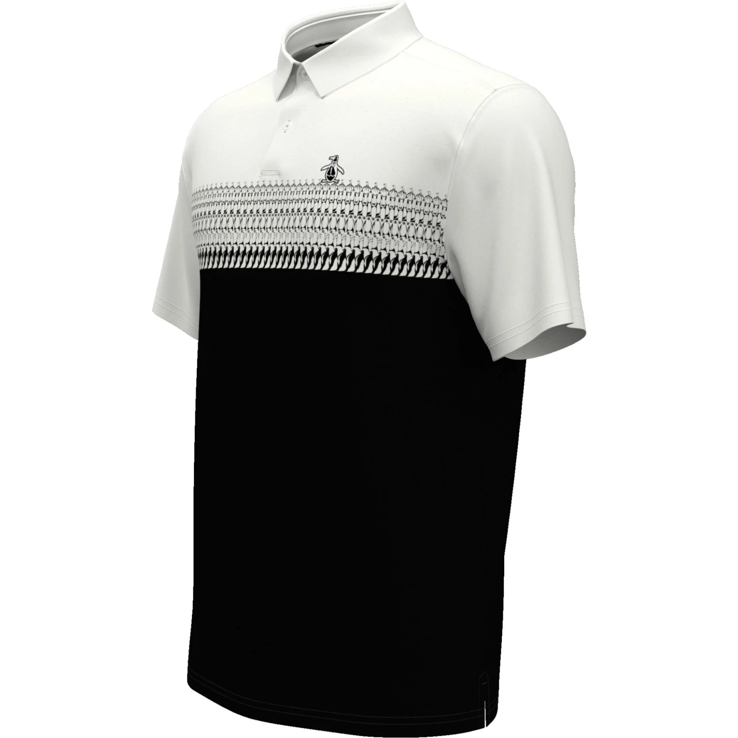 Original Penguin Penguin Stripe Block Print Short Sleeve Golf Polo Shirt In Bright White - Image 5