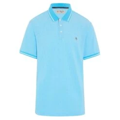 Original Penguin Birdseye Pique Tipped Polo Shirt In Aquarius