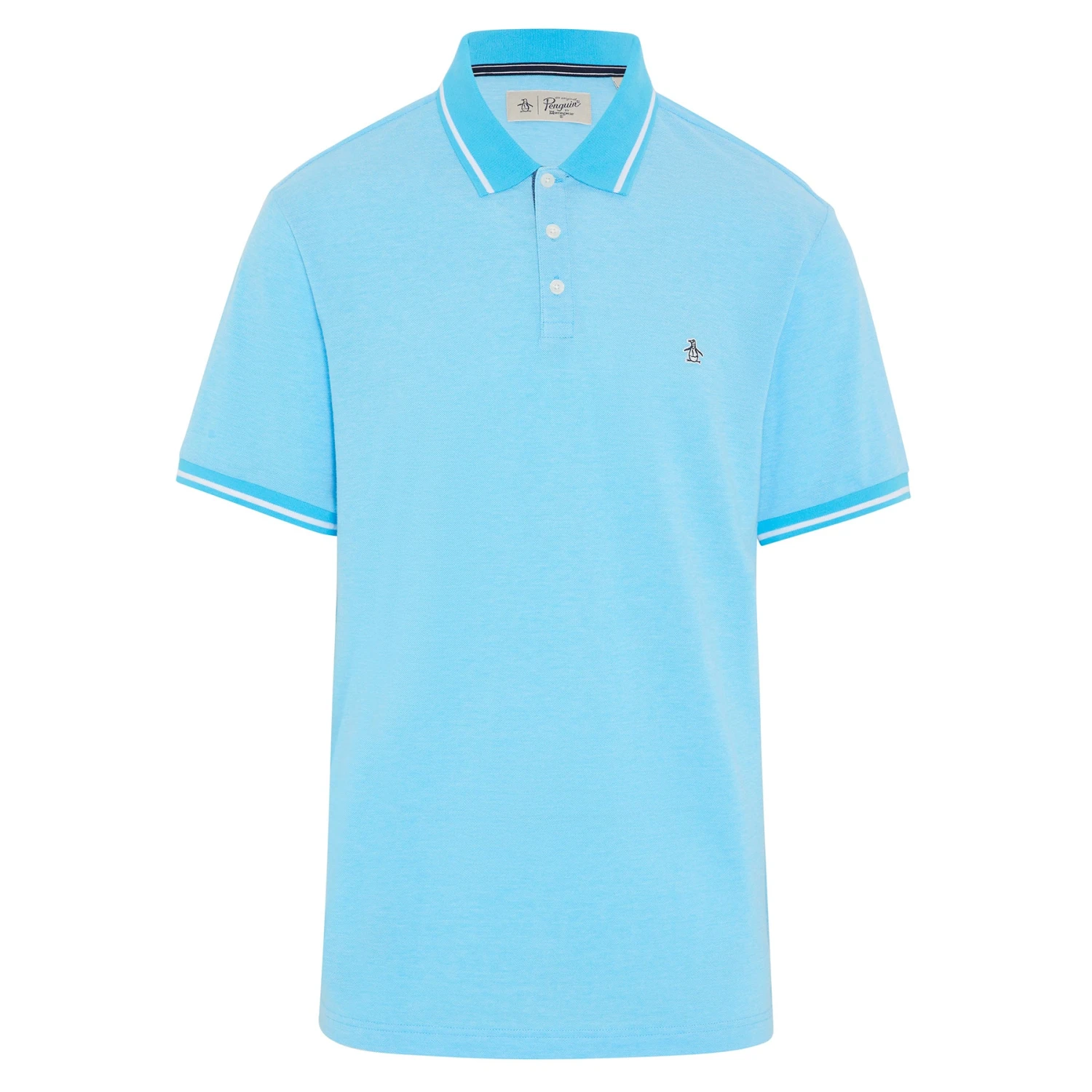 Original Penguin Birdseye Pique Tipped Polo Shirt In Aquarius