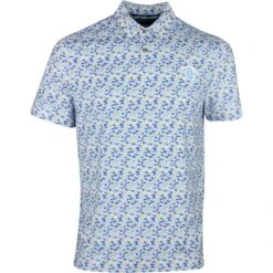Original Penguin Golf Shirt - Tour Umbrella Print - Aquarius SS23