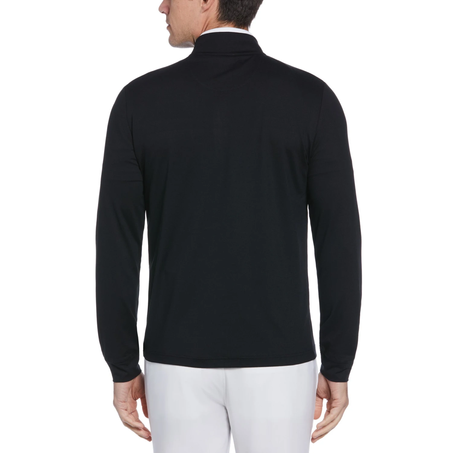 Original Penguin Colour Block Quarter Zip Long Sleeve Golf Jumper In Caviar - Image 2