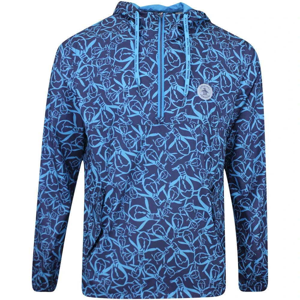 Original Penguin Golf Jacket - Trademark Printed Hoodie - Black Iris AW23