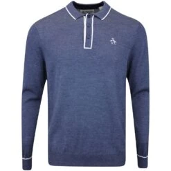 Original Penguin Golf Jumper - Earl Merino LS - Black Iris AW23
