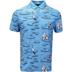Original Penguin Golf Shirt - Polar Pete Print Polo - Med. Blue AW23