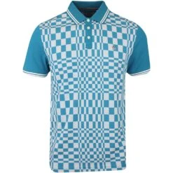 Original Penguin Shirt - PRM Tile Print Polo - Mosaic Blue SS23