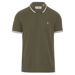 Original Penguin Short Sleeve Polo Shirt With Contrast Tipping In Grape Leaf