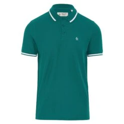 Original Penguin Short Sleeve Polo Shirt With Contrast Tipping In Pacific