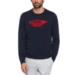Intarsia Original Penguin Logo Jumper In Dark Sapphire