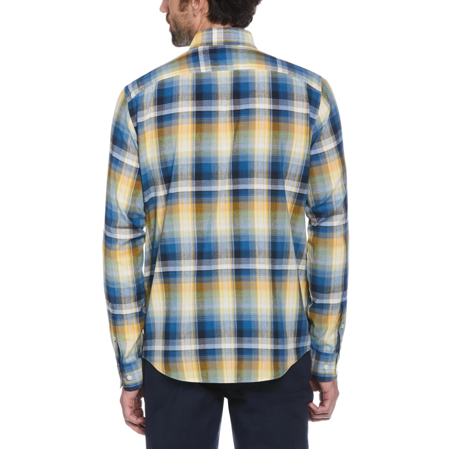Original Penguin Ecovero Blend Plaid Shirt In Dark Blue - Image 2