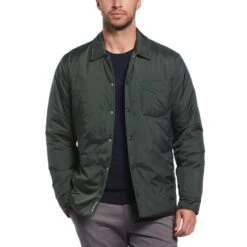 Original Penguin Premium Lightweight Shacket In Deep Forest