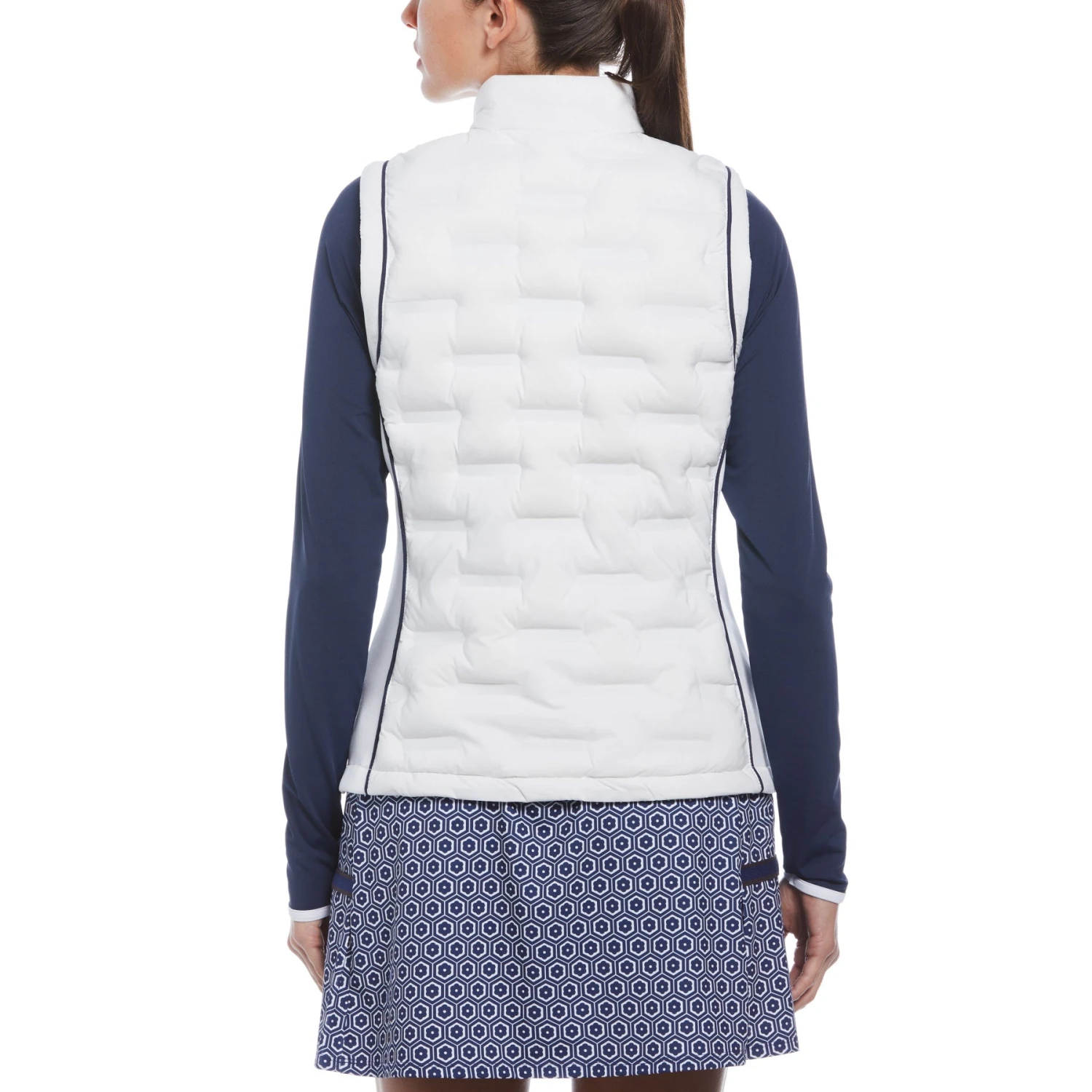 Original Penguin Women's Insulated Woven Golf Sleeveless Vest In Bright White - Image 2