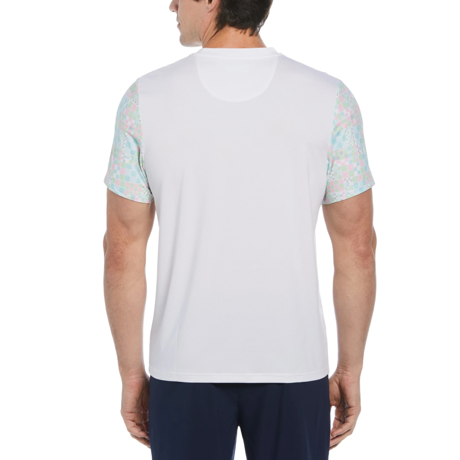 Original Penguin Checkerboard Block Performance Short Sleeve Tennis T-Shirt In Bright White - Image 2