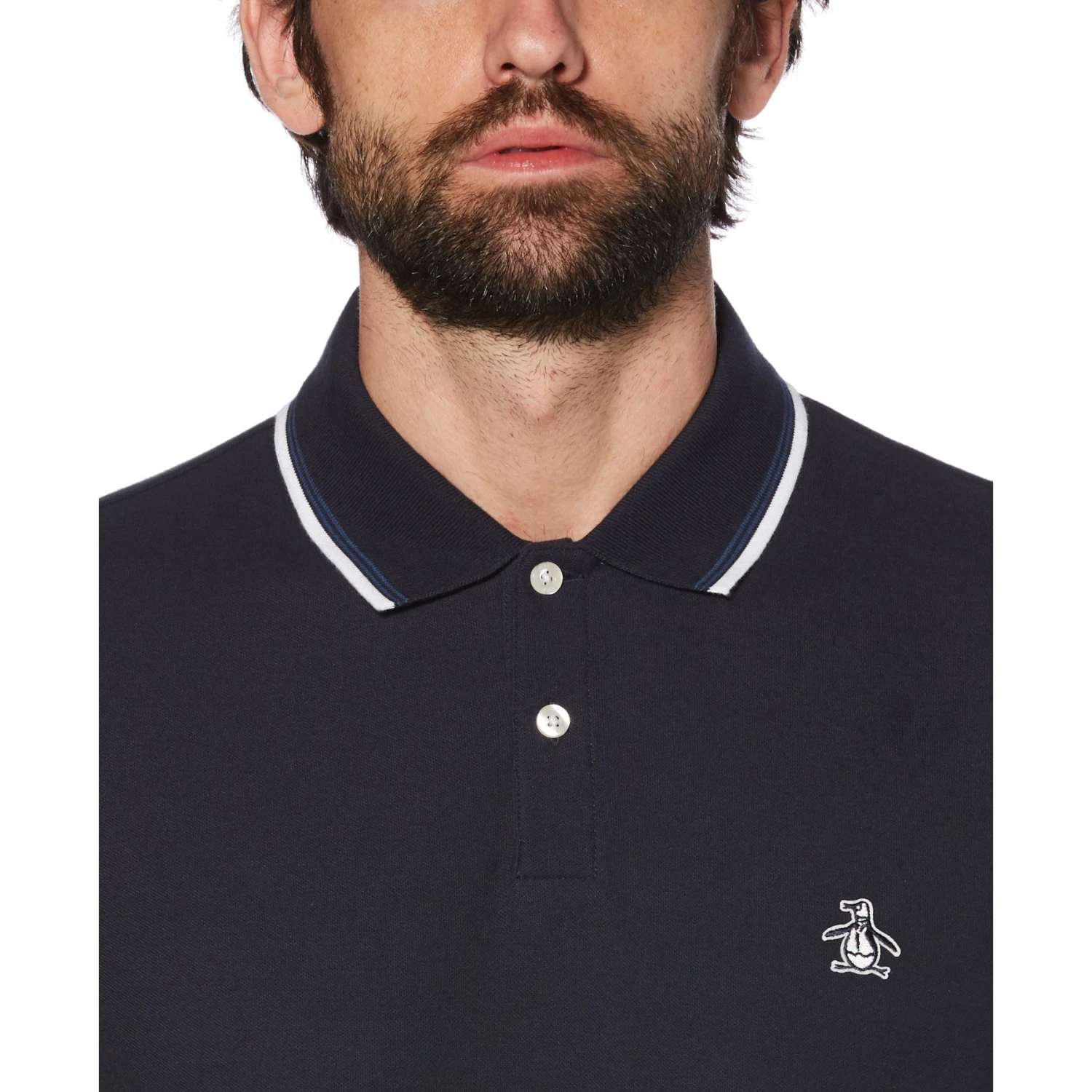Original Penguin Sticker Pete Organic Cotton Polo Shirt In Dark Sapphire - Image 2