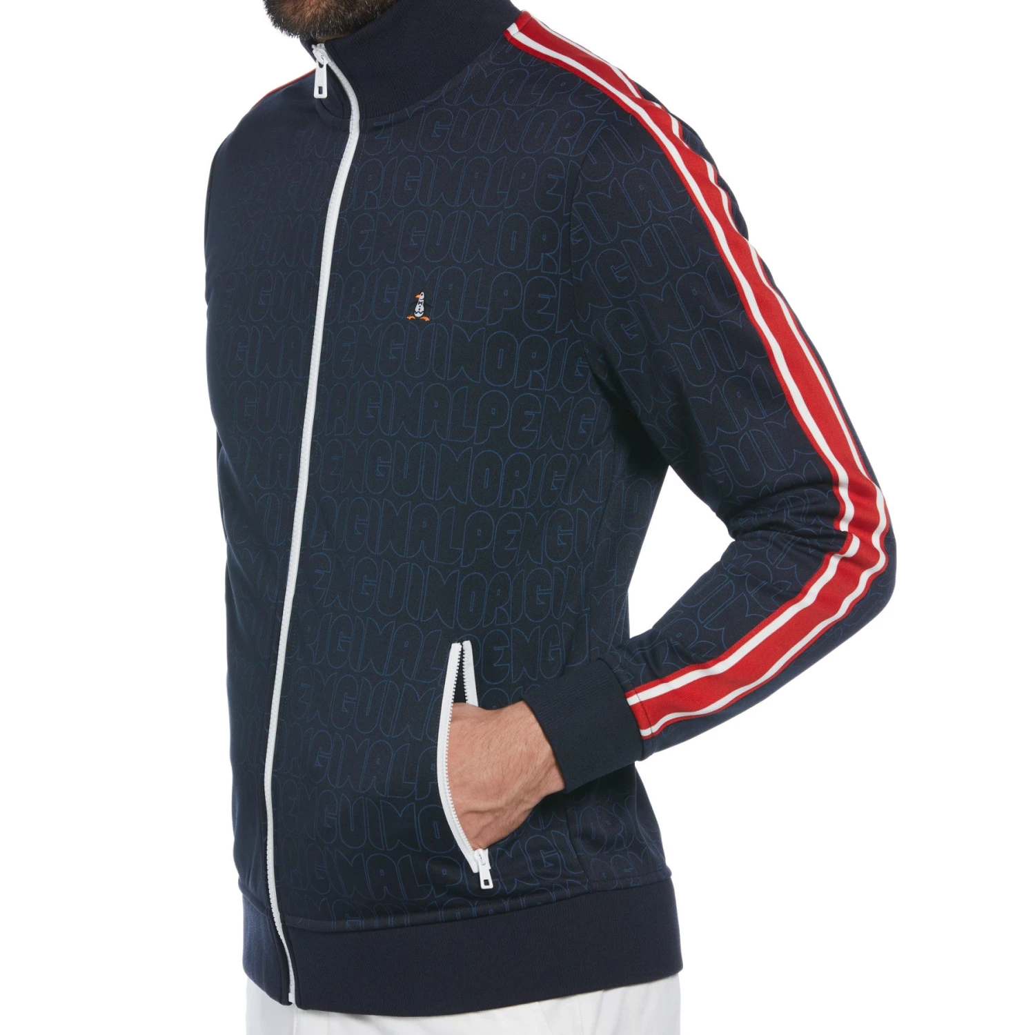 Original Penguin Double Knit Logo Track Jacket In Dark Sapphire - Image 3