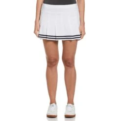 Original Penguin Women's 13" Contrast Hem Pleated Tennis Skort In Bright White