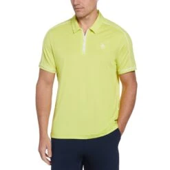 Original Penguin Piped Performance Quarter Zip Tennis Polo Shirt In Limeade