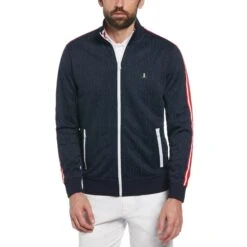 Original Penguin Double Knit Logo Track Jacket In Dark Sapphire