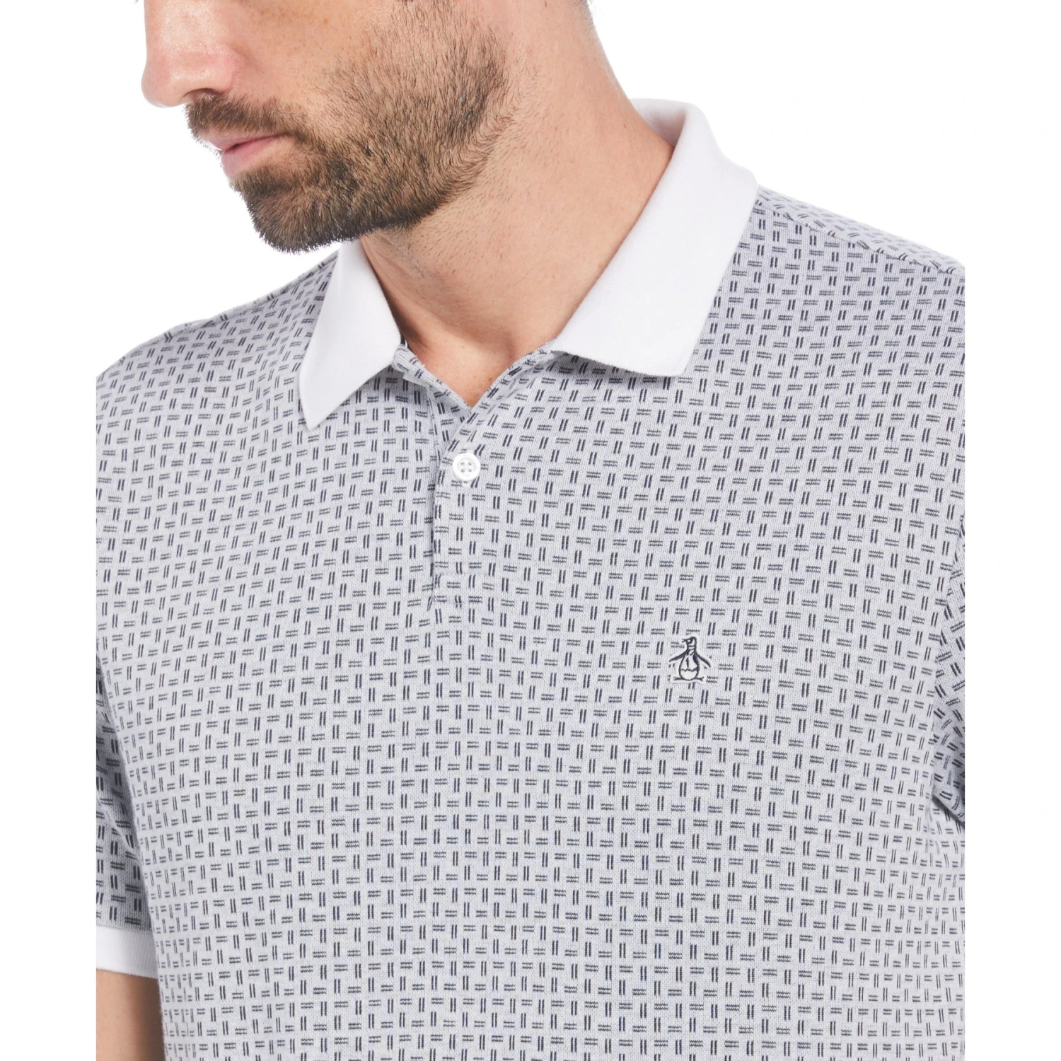 Original Penguin Jacquard Polo In Bright White - Image 3