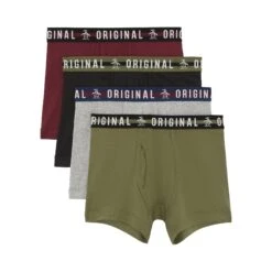 Original Penguin 3 Pack Festive Underwear Multi Stripes In Blue And Grey