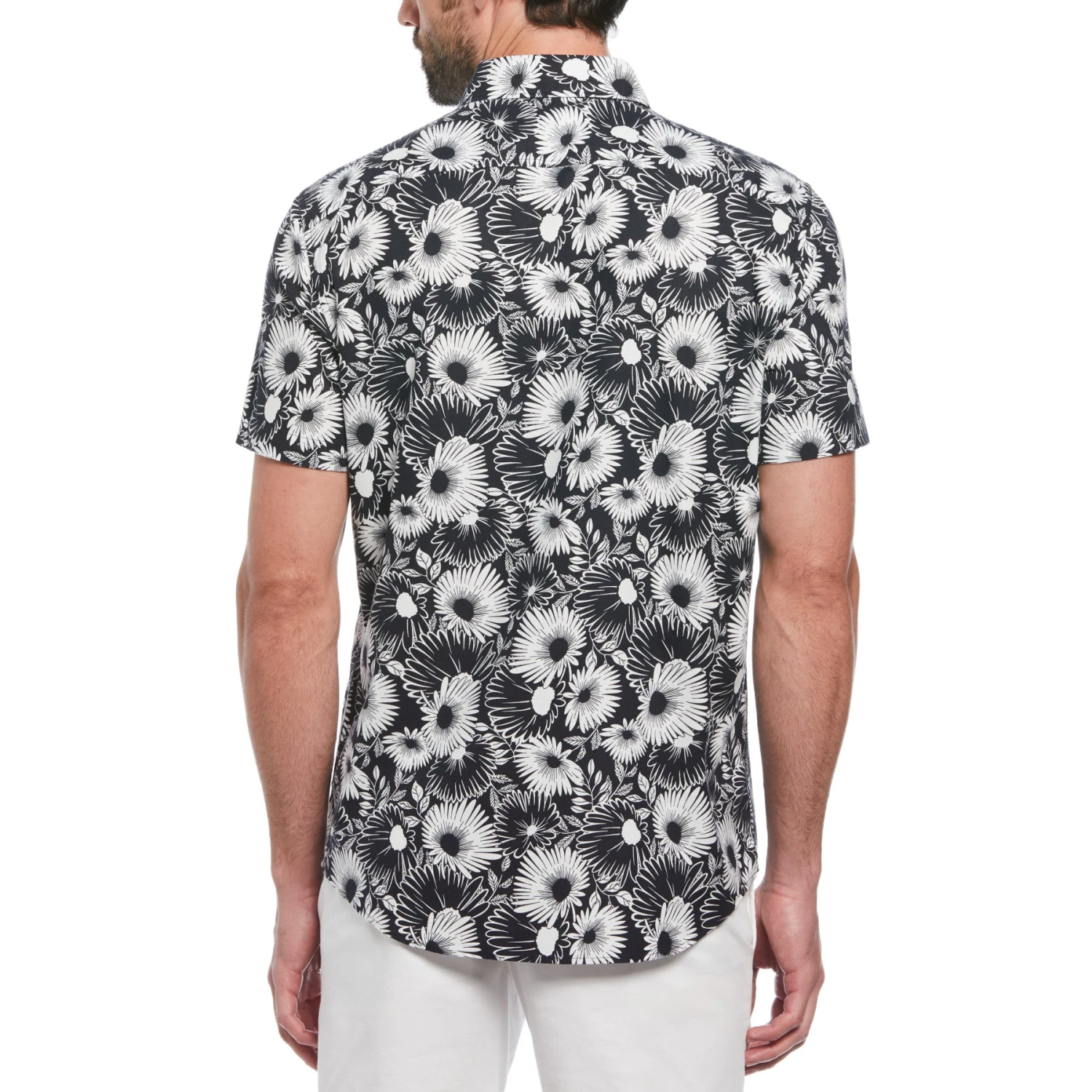 Original Penguin Ecovero Floral Print Short Sleeve Button-Down Shirt In Dark Sapphire - Image 2