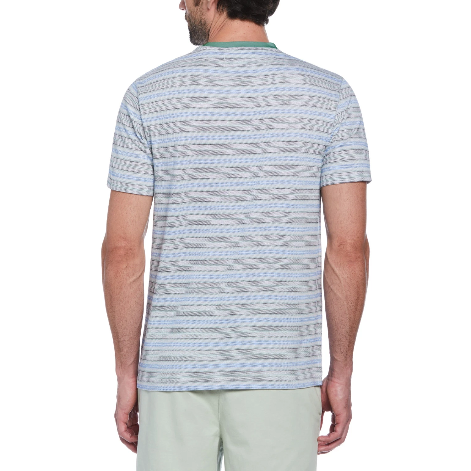 Original Penguin Birdseye Pique Striped T-Shirt In Antique Green - Image 2