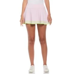 Original Penguin Women's Ribbed Flounce Tennis Skort In Gelato Pink