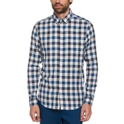 Original Penguin Plaid Pattern Shirt In Bright White