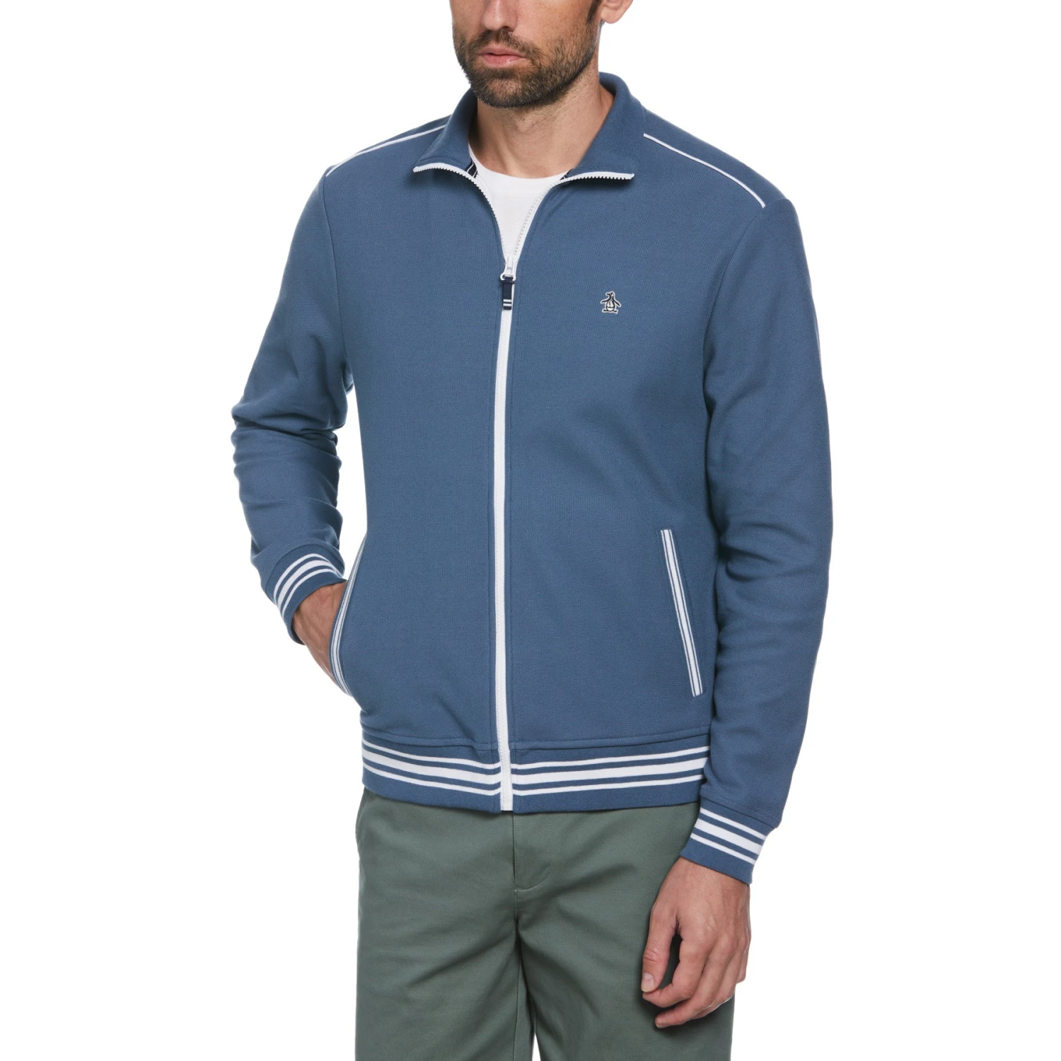 Original Penguin Double Knit Coolmax® Track Jacket In Bering Sea