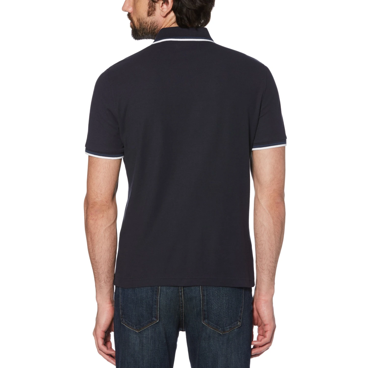 Original Penguin Sticker Pete Organic Cotton Polo Shirt In Dark Sapphire - Image 3
